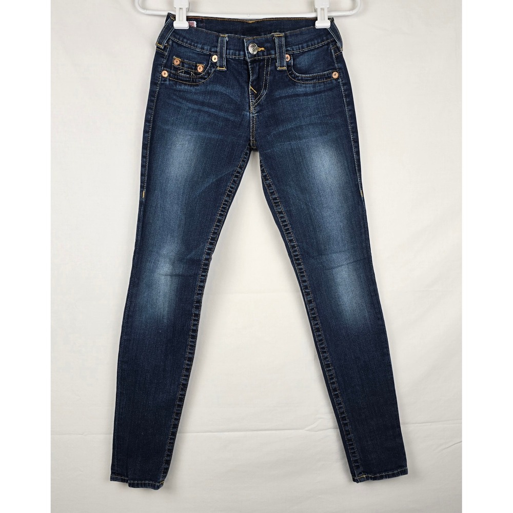 True Religion Casey Low Rise Skinny Jeans Dark Wash Denim‎ Size 26 Made in USA